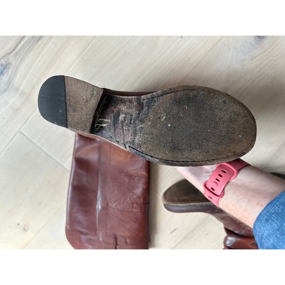 Frye Paige Riding Boots Size 9 Brown Leather Equestrian Fall Staple Distressed - Picture 6 of 13